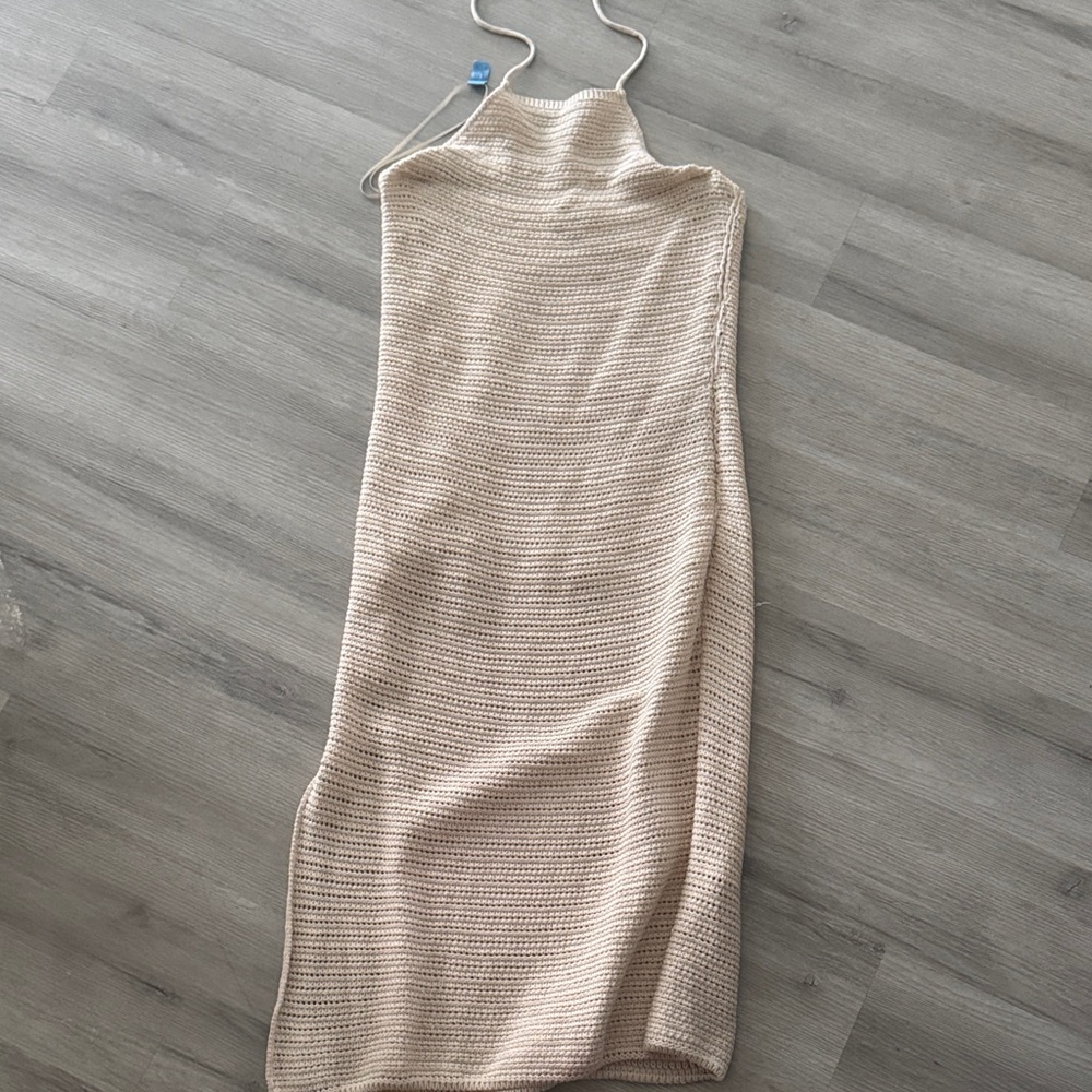 Reserved Strapless Cream Knit Dress
